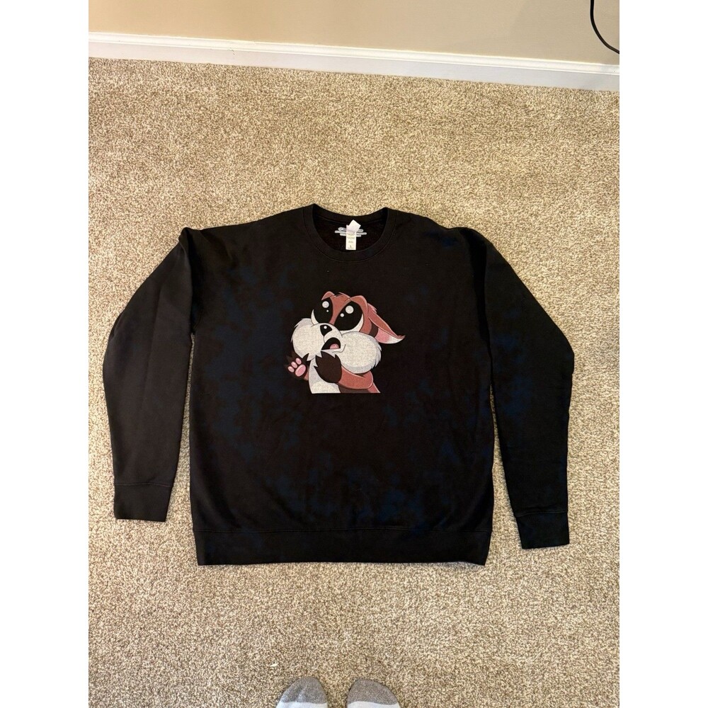 Tultex Design By Humans Bunny Rabbit Graphic Sweatshirt Black Men’s L Cartoon